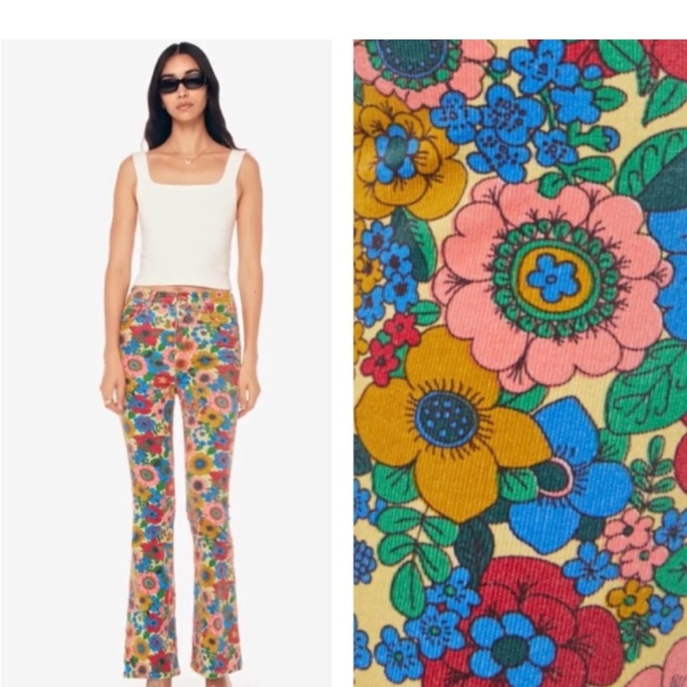 MOTHER High Waisted Weekender Skimp - Track and Flower Fields